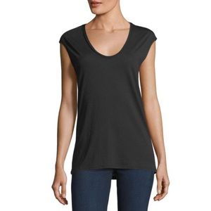 Theory Black Madya Plume Jersey‎ Crewneck Top